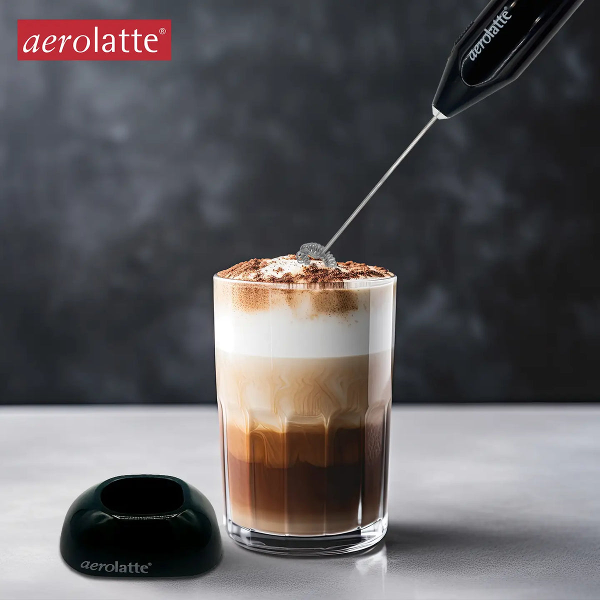 White Aerolatte Milk Frother W/ Stand