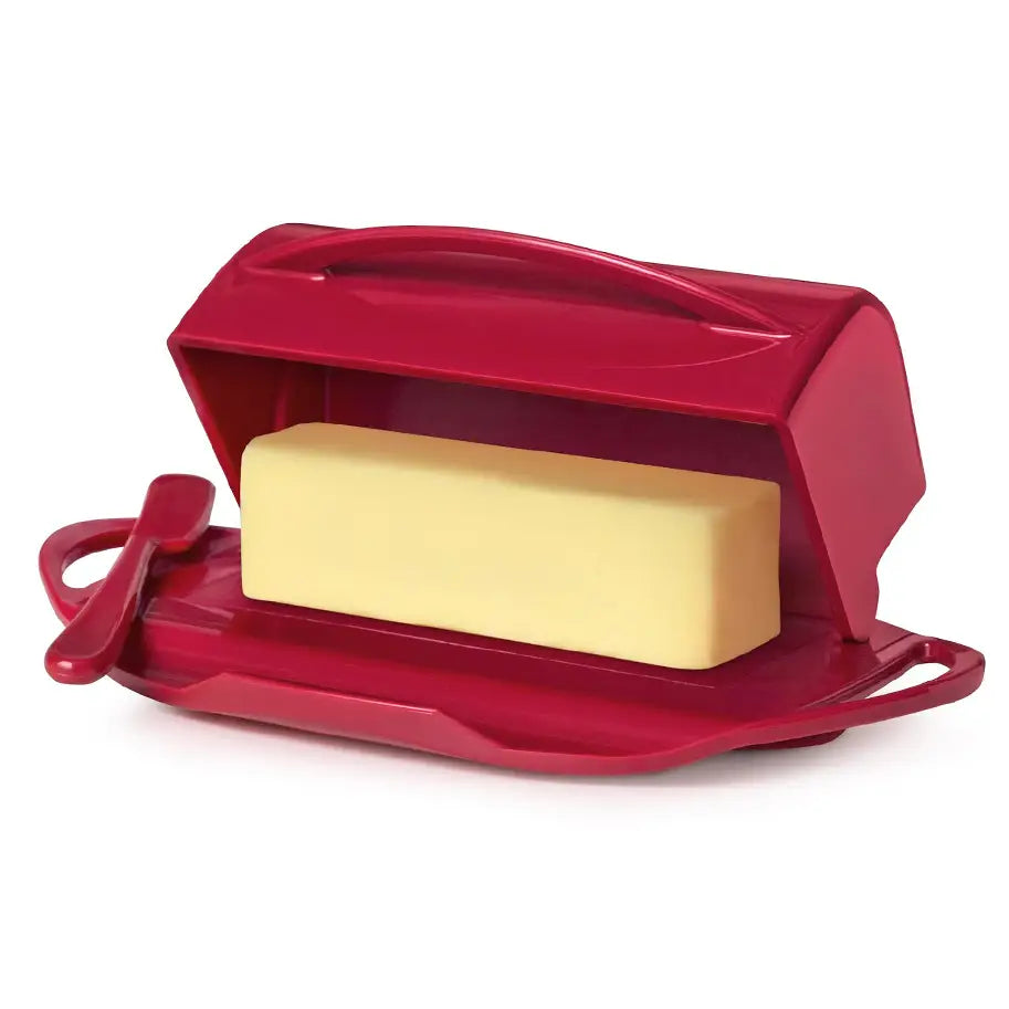 Flip-Top Butterie Butter Dish, w/ Spreader, Red