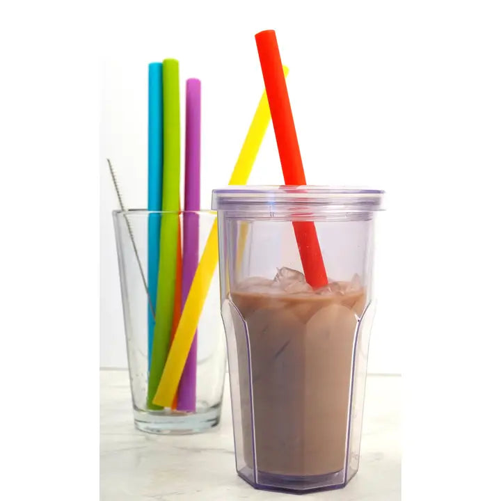 S/6 10" Silicone Smoothie Straws