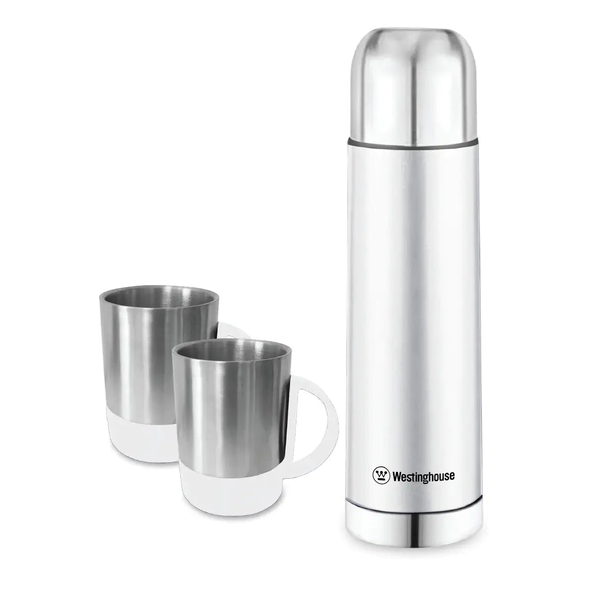 Insulated Flask w/ 2 Cups, Gift Set, White