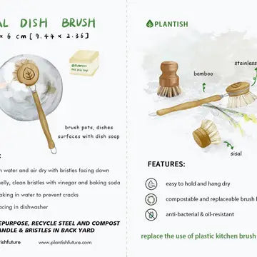Sisal Dish Brush Refill Head Only