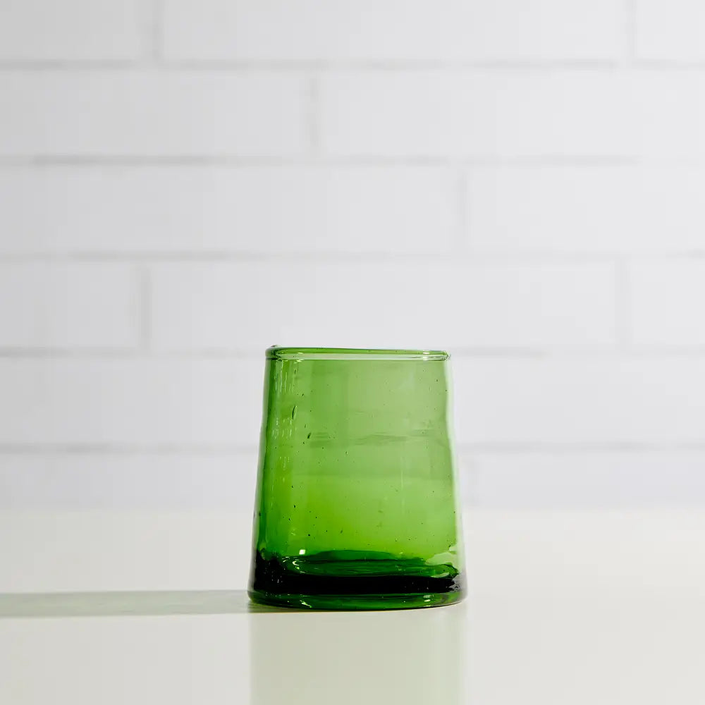Handblown Moroccan Cone Glass, Small Green