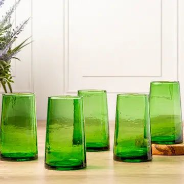 Handblown Moroccan Cone Glass, Large Green