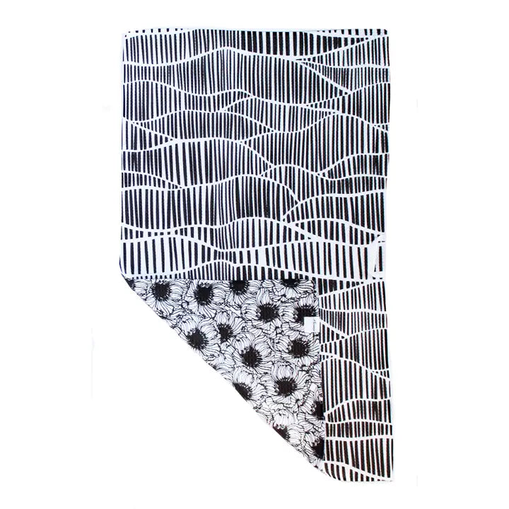 Black and White Anenomes | Two Sided Microfiber Tea Towels