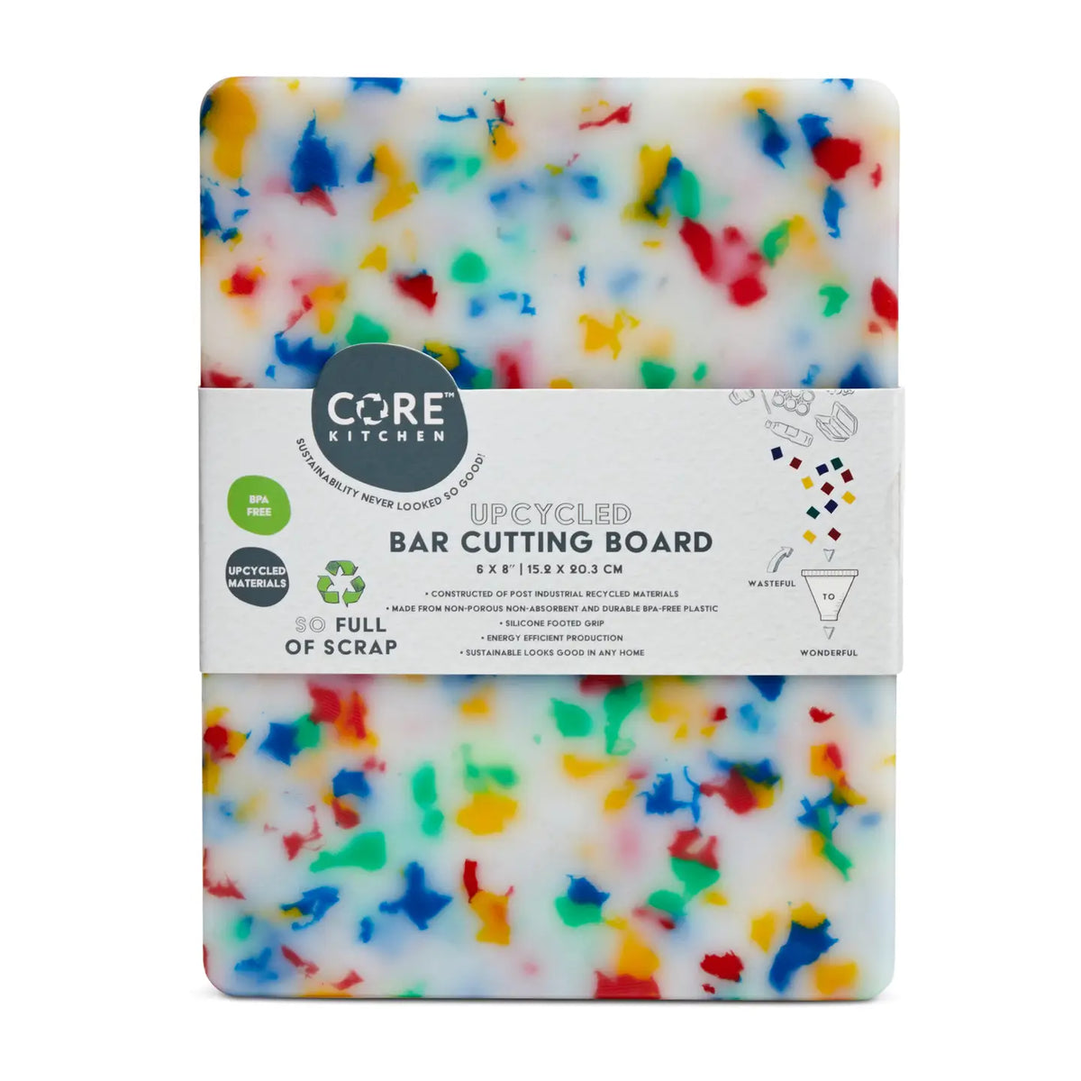 Confetti White Recycled Cutting Board 6"x8" XS