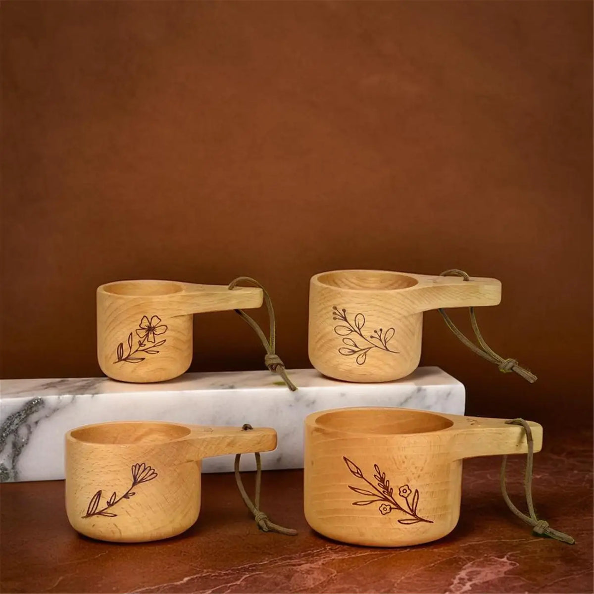 Wood Measuring Cups S/4 Baker's Gift Set
