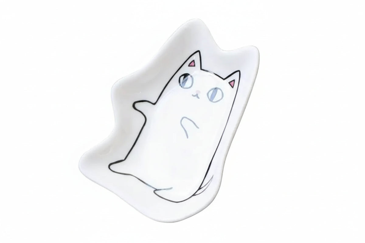 Cat Soy Dish Plate White Cat