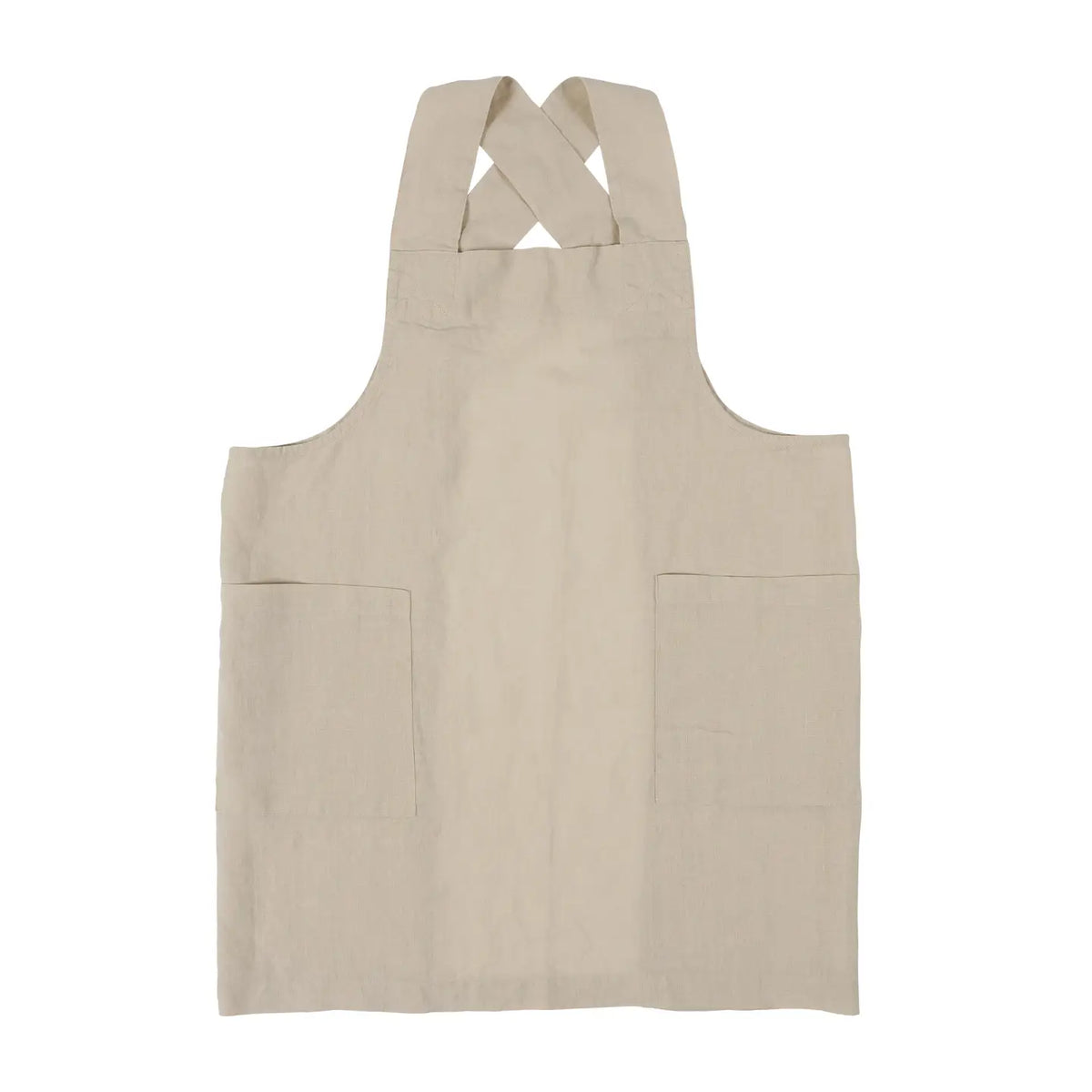 Natural Stone Washed Linen Cross Back Smock Apron