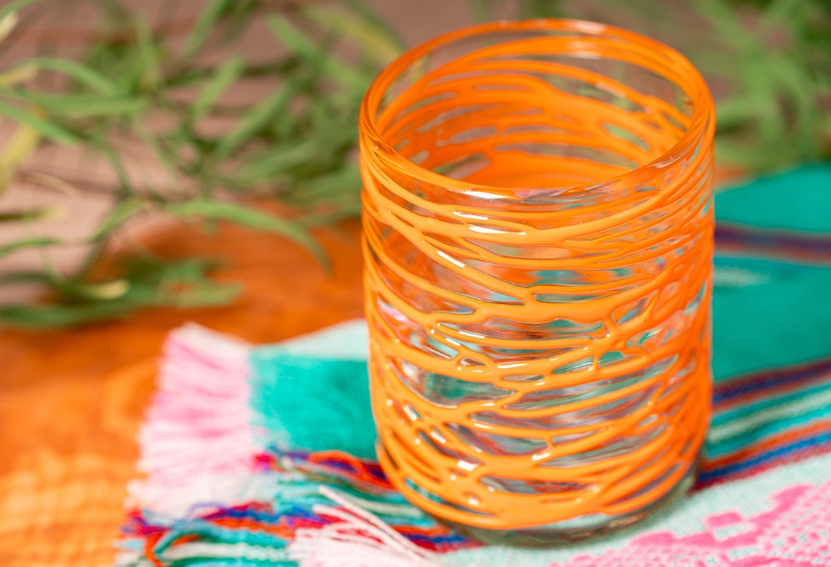 Handblown Orange Swirl Glasses