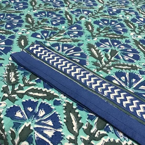 60x60 Blue Green Chrysanthemum Tablecloth