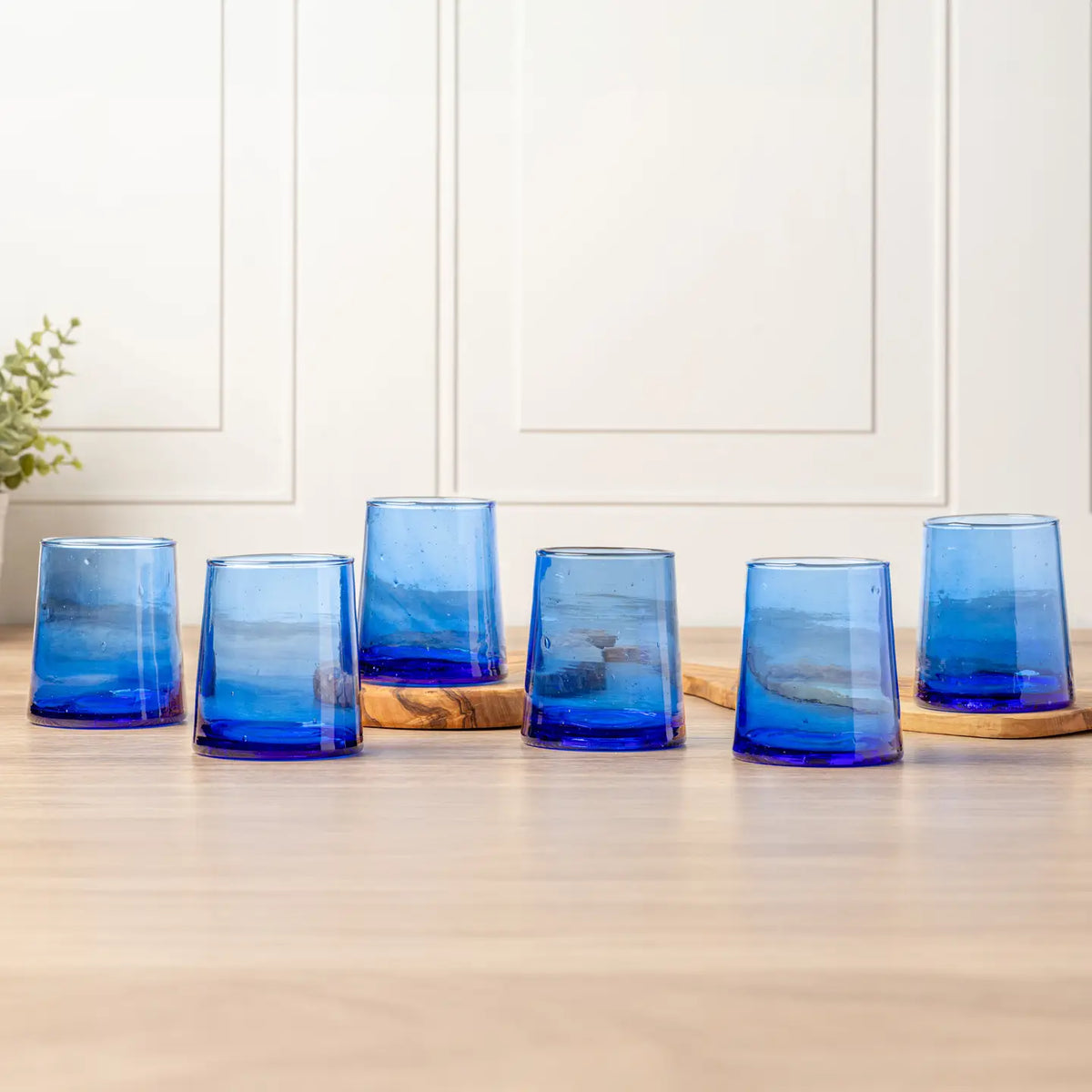 Handblown Moroccan Cone Glass, Small Blue