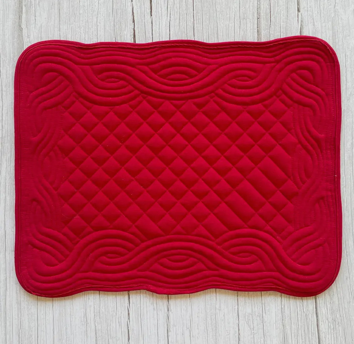 S/4 Placemats Red Quilted