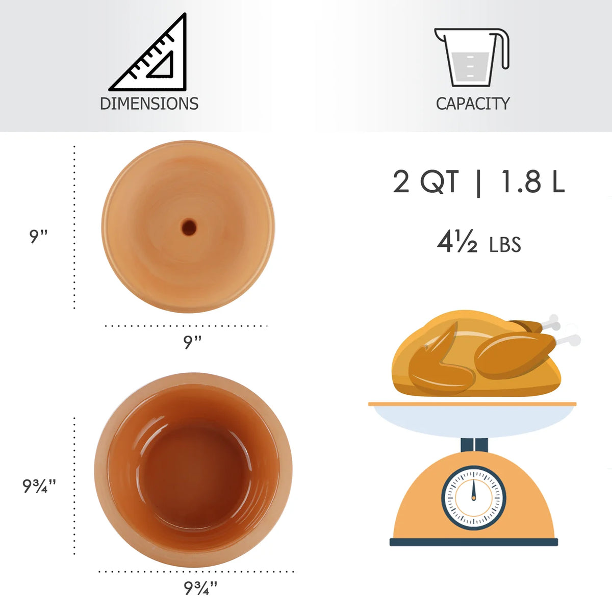 2qt Round Eurita Clay Dutch Oven