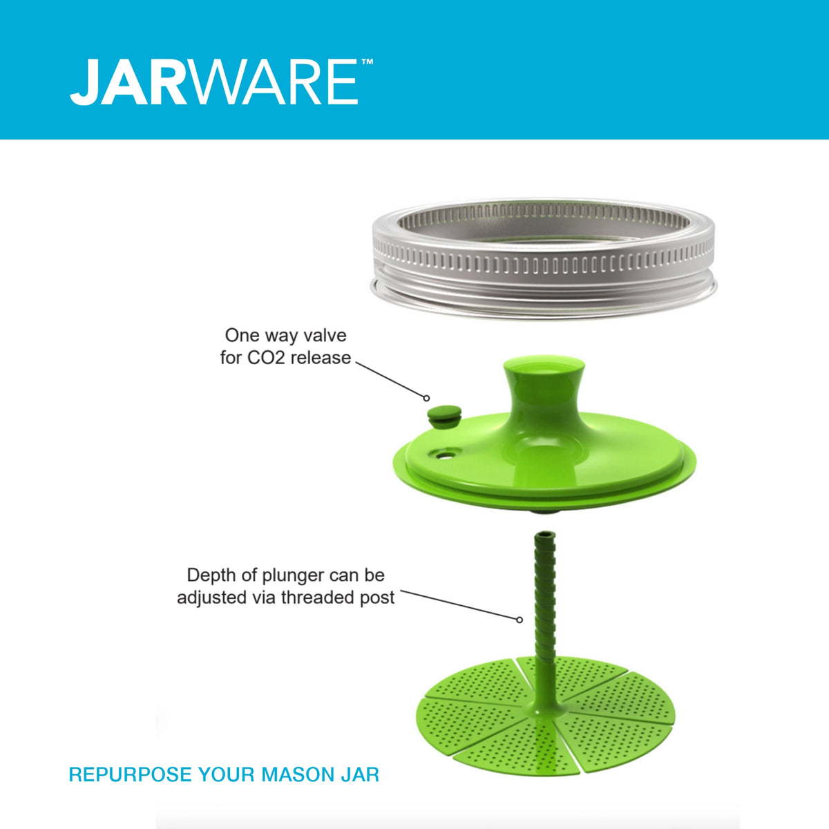 Jarware Fermentation Lid, Wide Mouth