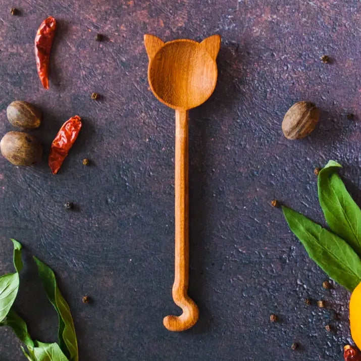 Cat Silhouette Hand-Carved Wooden Spoon