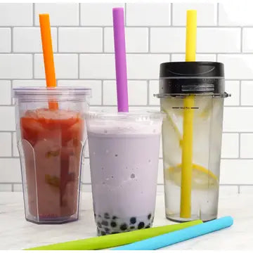 S/6 10" Silicone Smoothie Straws