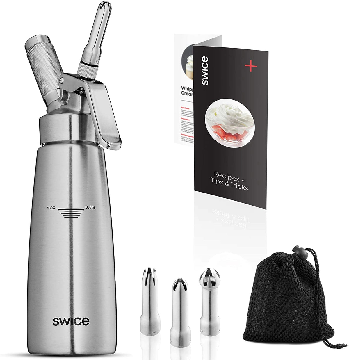 Stainless Whipped Cream Dispenser w/ Booklet