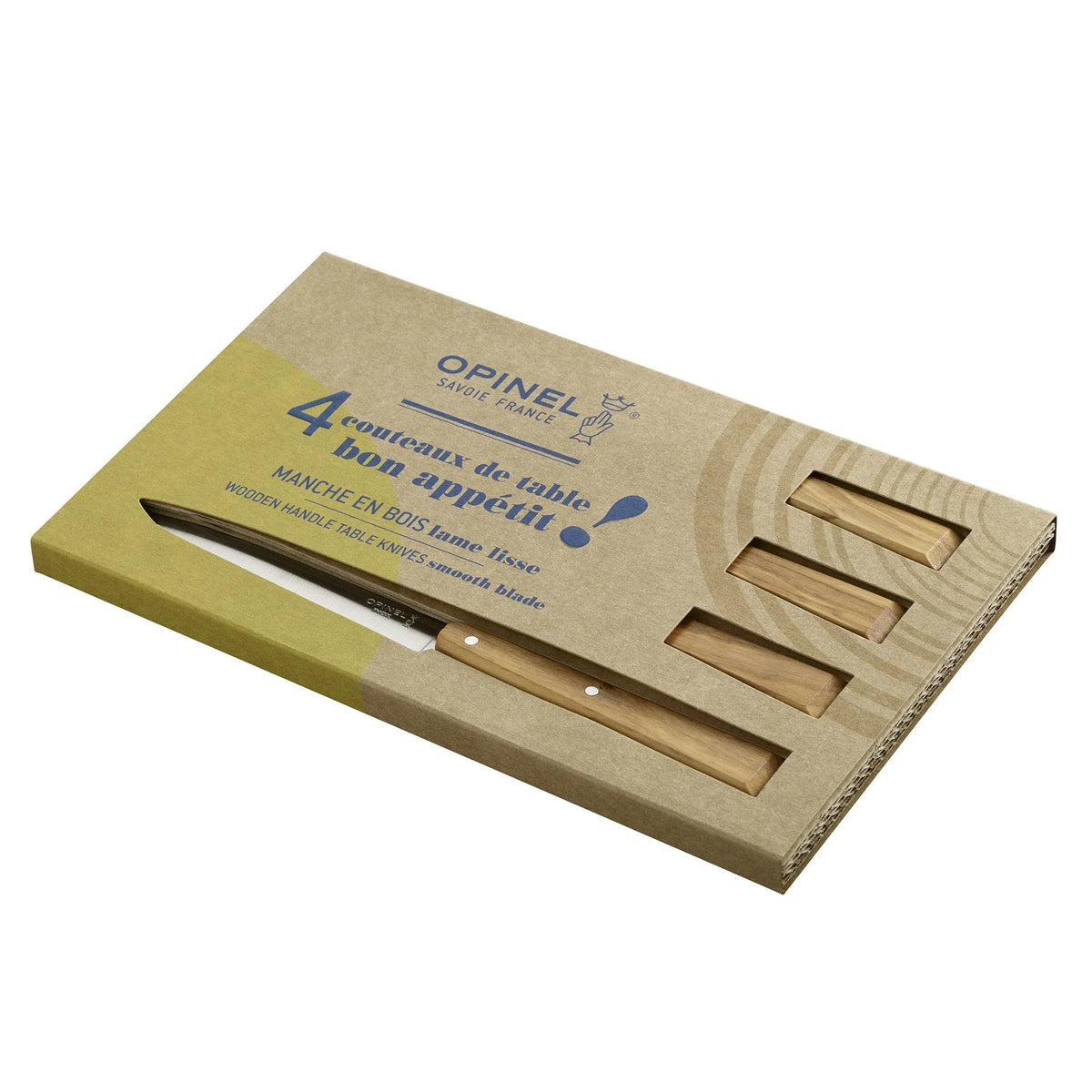 Bon Appetit S/4, 4" S/S Steak Knives, Olive Wood