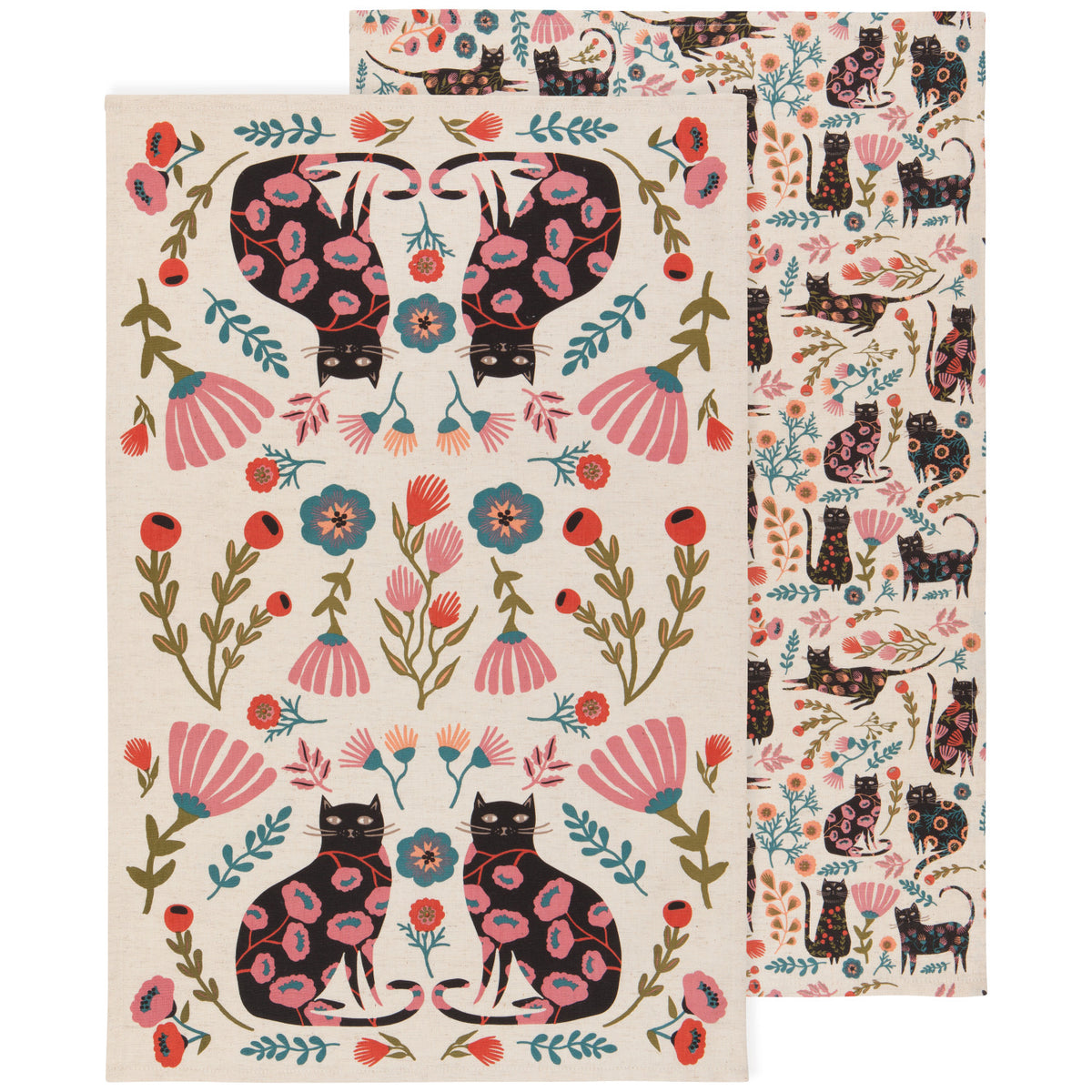 S/2 Catbloom Linen Cotton Dishtowels