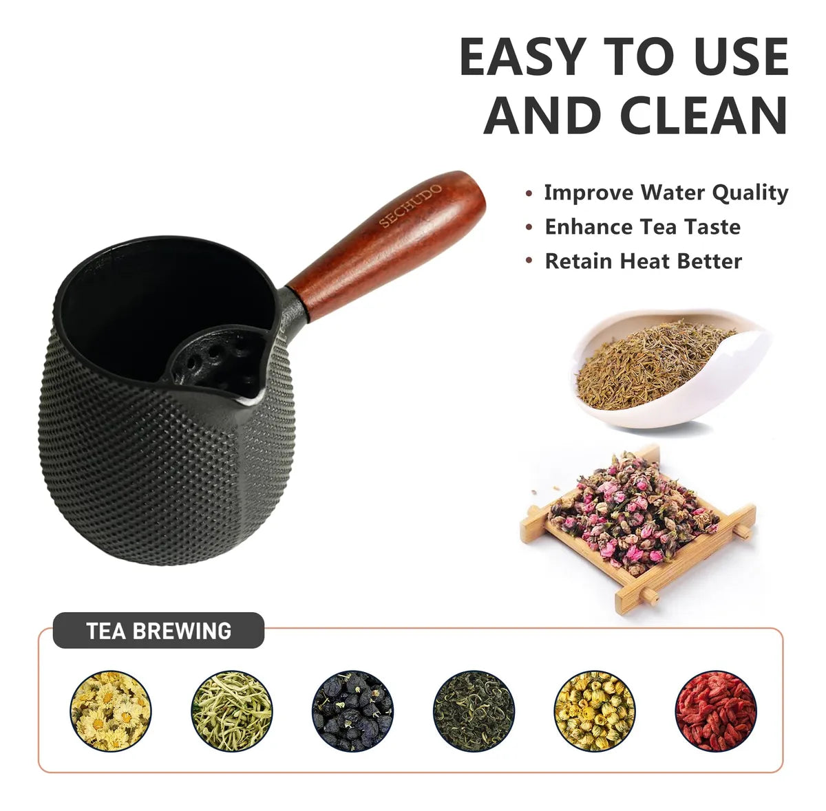 Black 18.5oz Kyusu Cast Iron Tea/Coffee