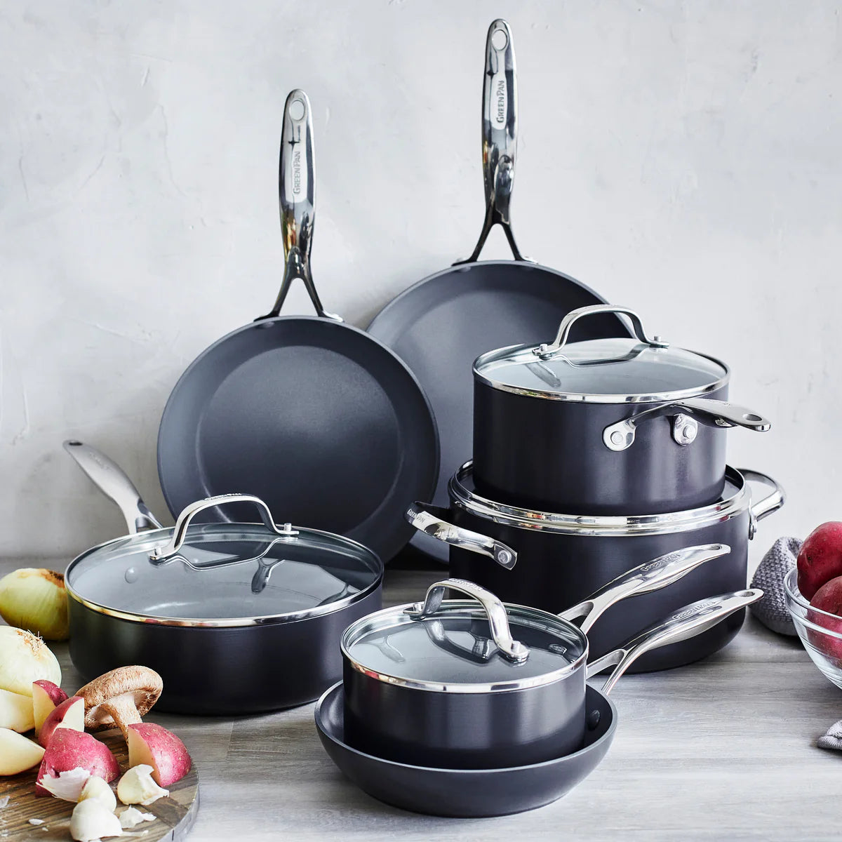 Hard Anodized Gray 11 Piece Set Valencia Pro Pans