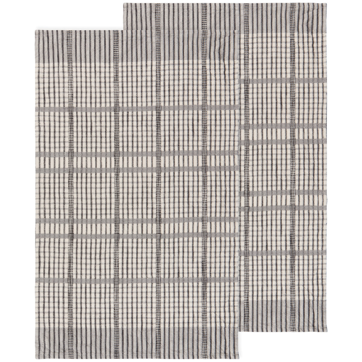 S/2 Finley Check Cotton Dishtowels, Pewter