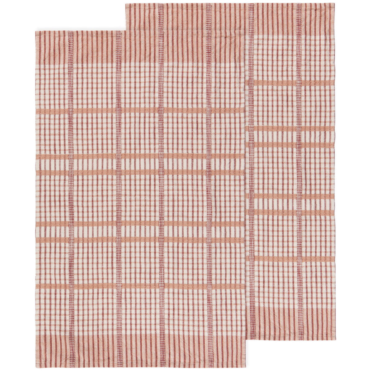S/2 Finley Check Cotton Dishtowels, Bisque