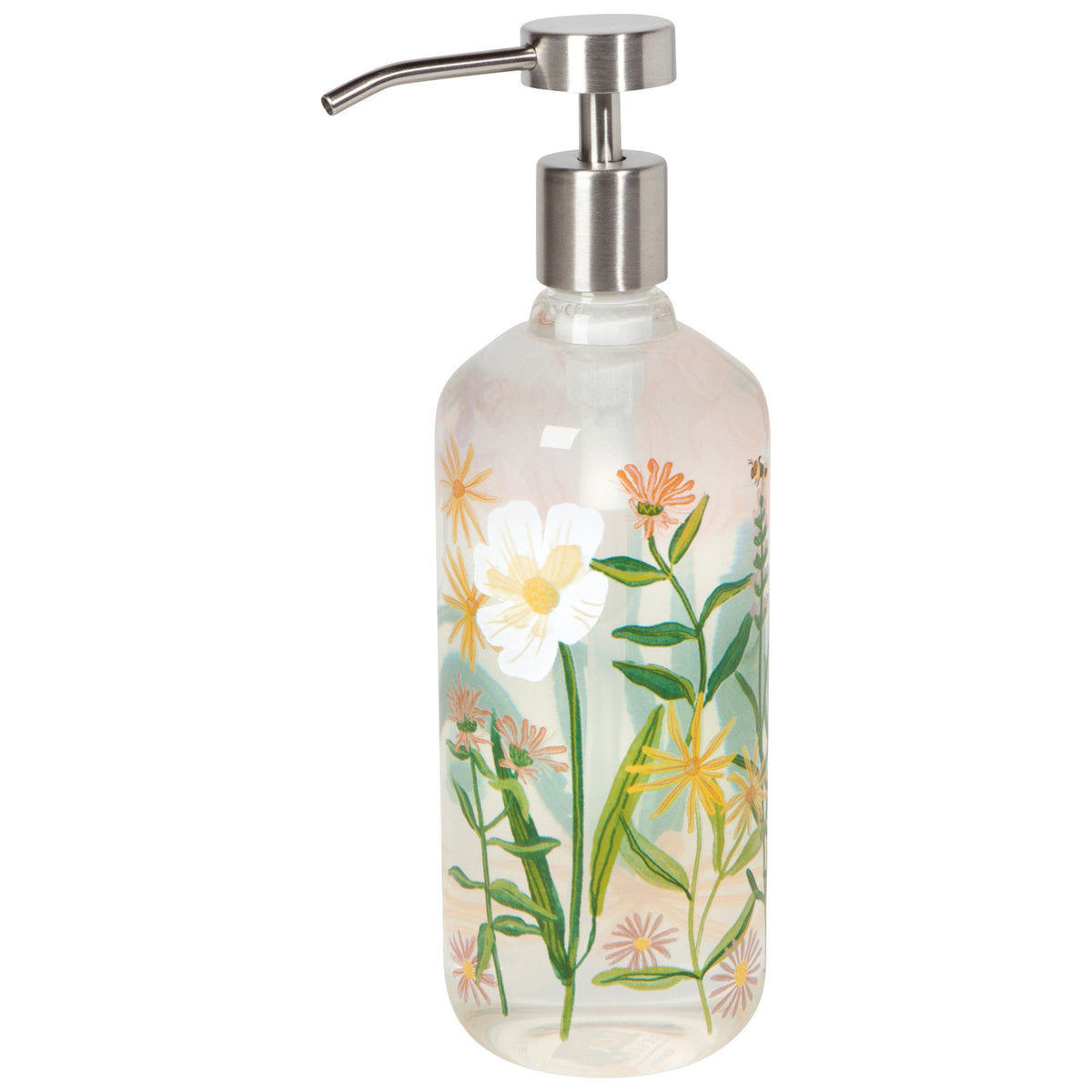Soap Pump Bees & Blooms Glass