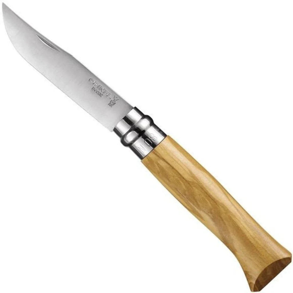 No.08 Stainless Steel Folding Knife, Olive Wood