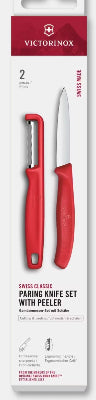 S/2 Peeler & Paring 3.25" Knives, Red