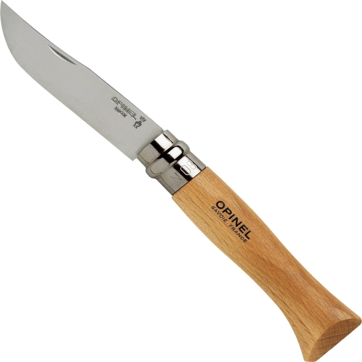 No.08 Stainless Steel Folding Knife, Beech Wood