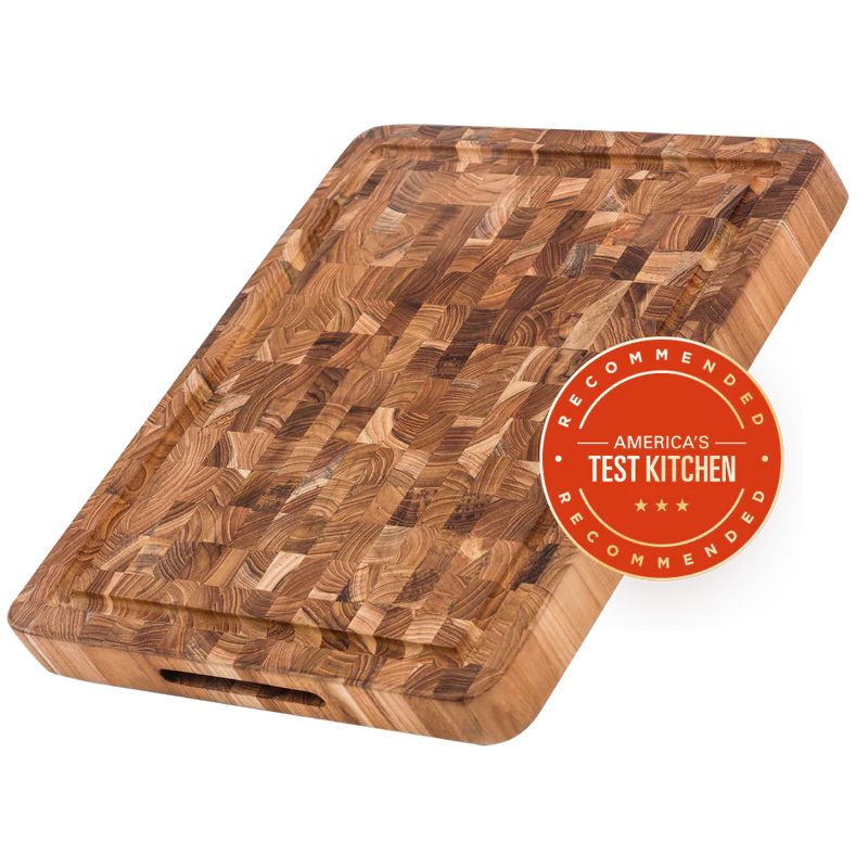 End Grain 16x12 Butcher Block Board w/Hand Grips & Juice Canal