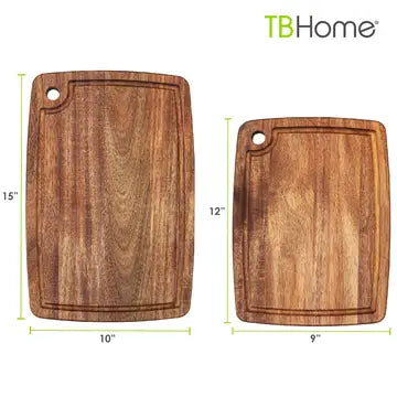 S/2 Acacia Wood Cutting Boards w/Groove