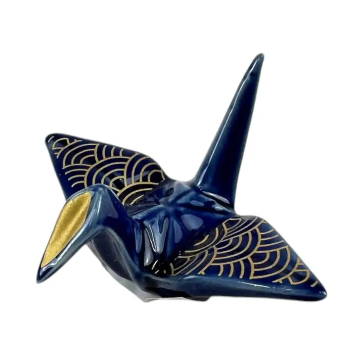 Seigaiha Navy Crane Chopstick Rest