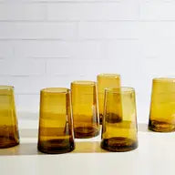 Handblown Moroccan Cone Glass, Large Amber