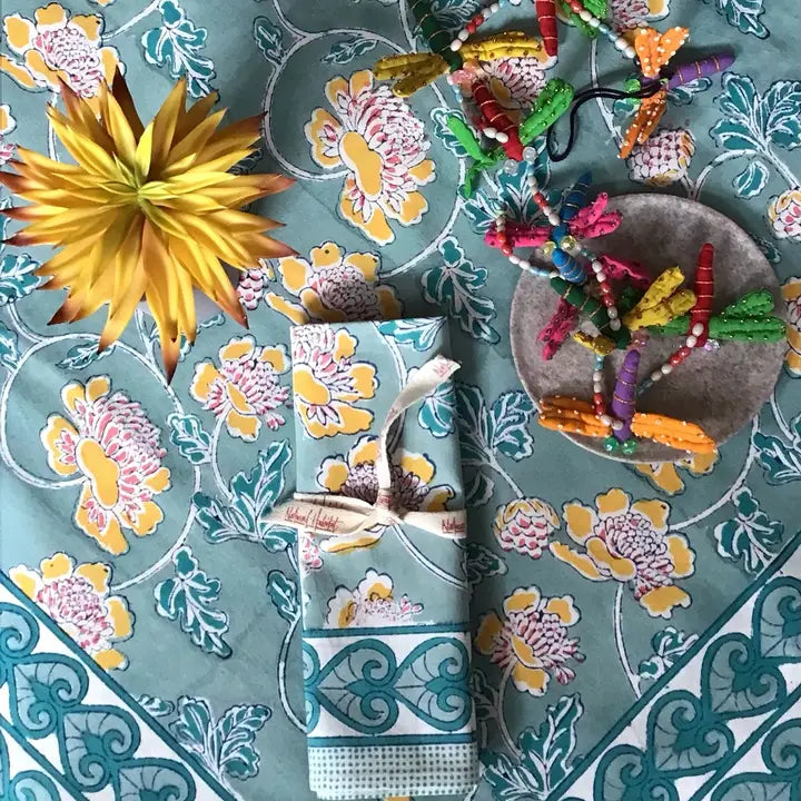 60x60 Cornflower Green Tablecloth