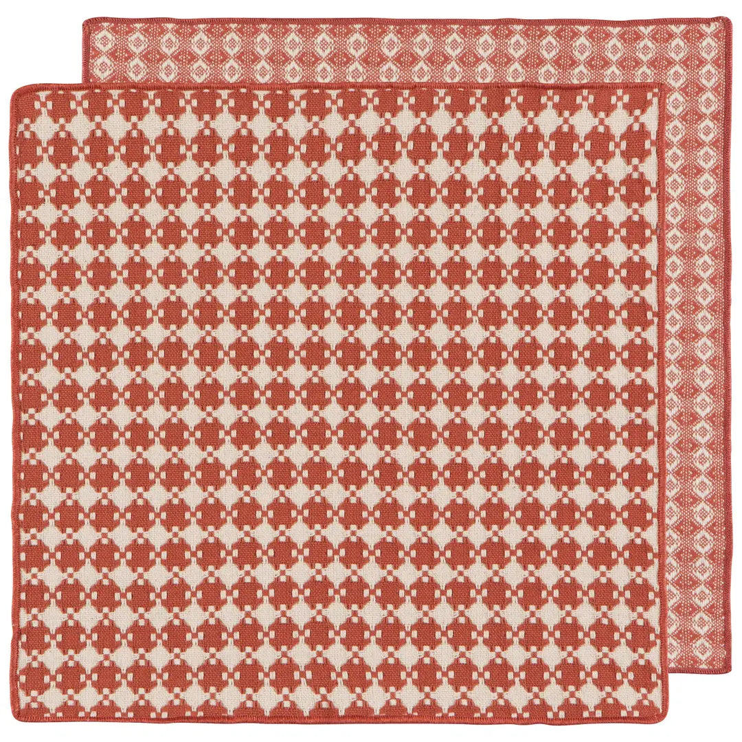 Dish Cloth Woven Check Clay S/2