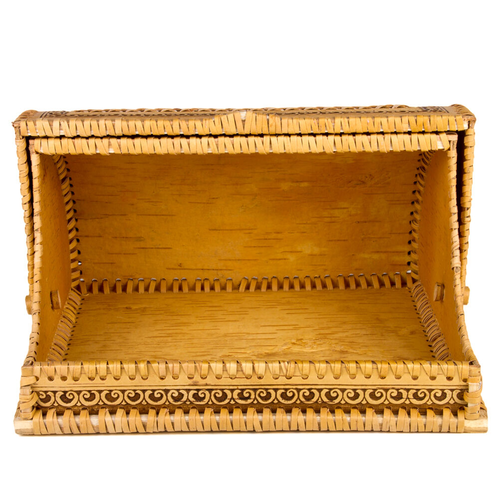 Birch Bark Flower Ornament Bread Box