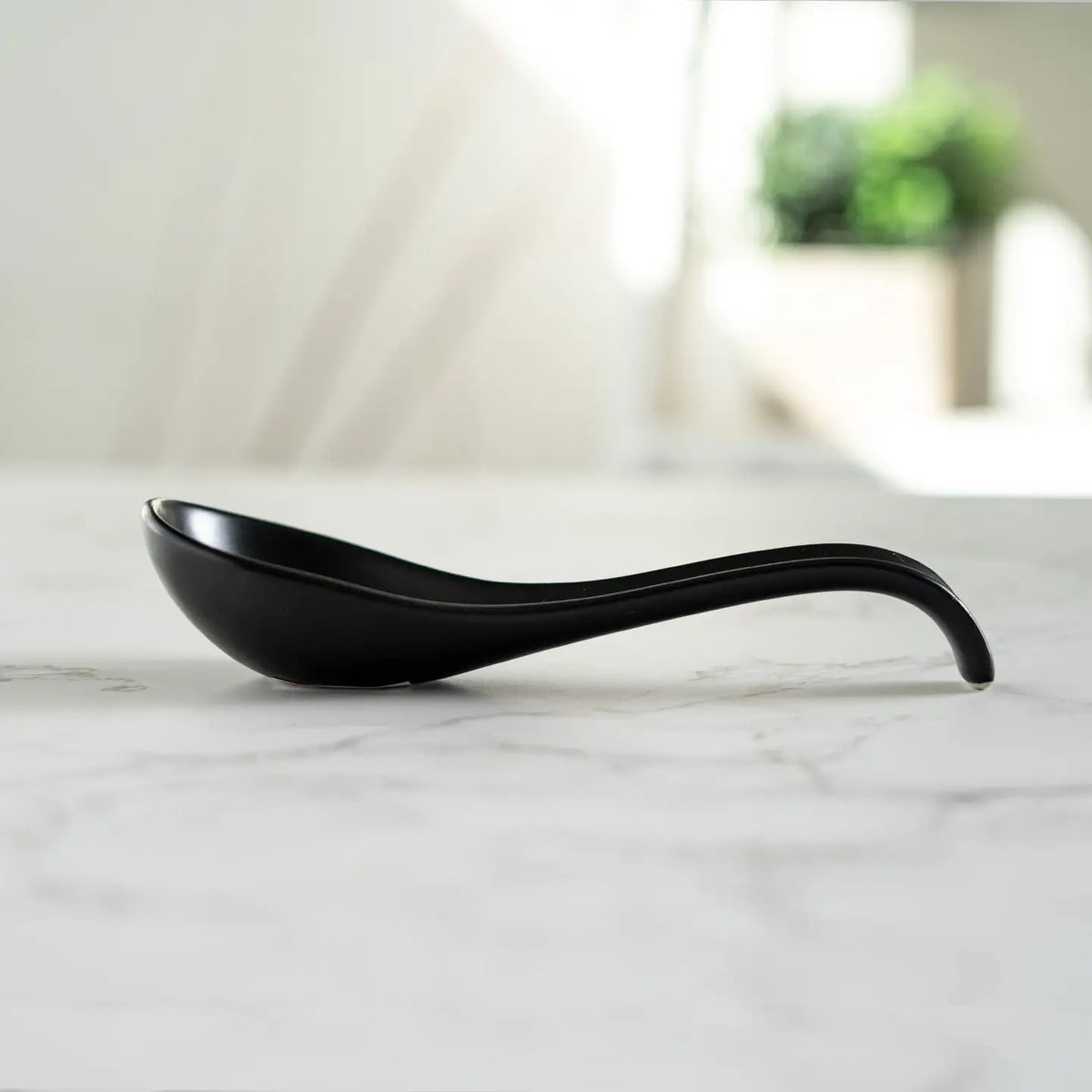 Black 5.9"L Porcelain Soup Spoon
