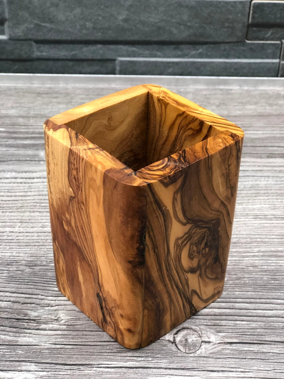 Olive Wood Utensil Holder