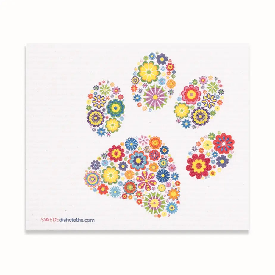 Swedish Dishcloth, Floral Dog Paw