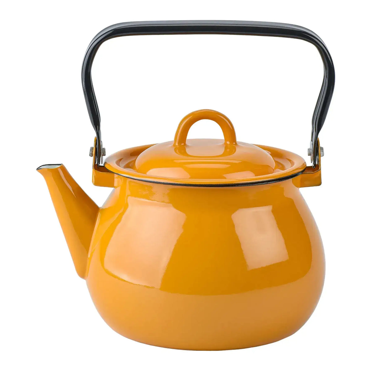Mustard 2.7qt Vintage Enamel Kettle with Metal Handle