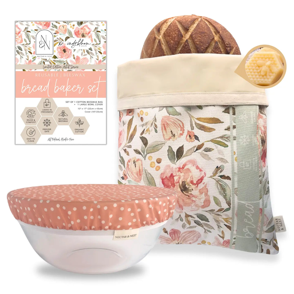 Indy Bloom Bread Bag & Dough Riser Cover Set