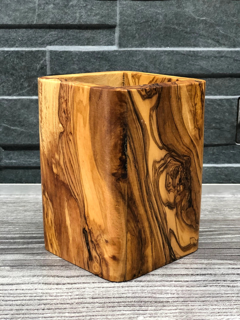 Olive Wood Utensil Holder