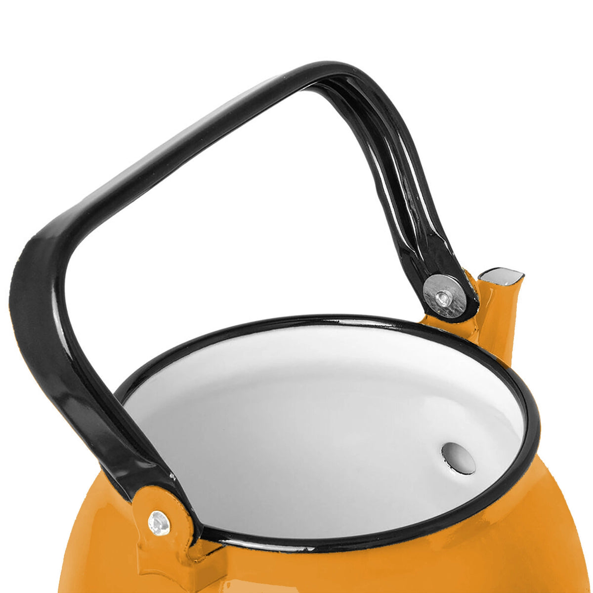 Mustard 3.7qt Vintage Enamel Kettle with Metal Handle