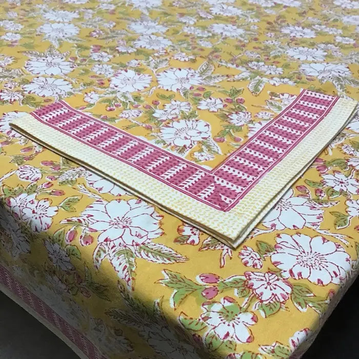 Tablecloth 86" Round Camelia Yellow, Pink, Green