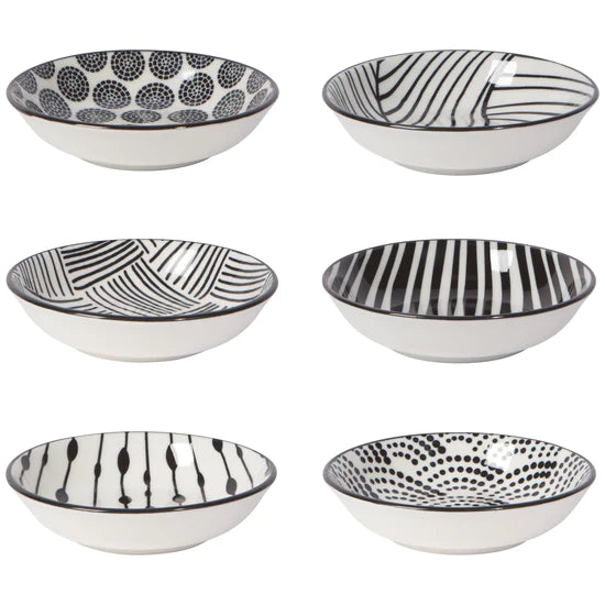 Bits Dots Black S/6 Pinch Bowls