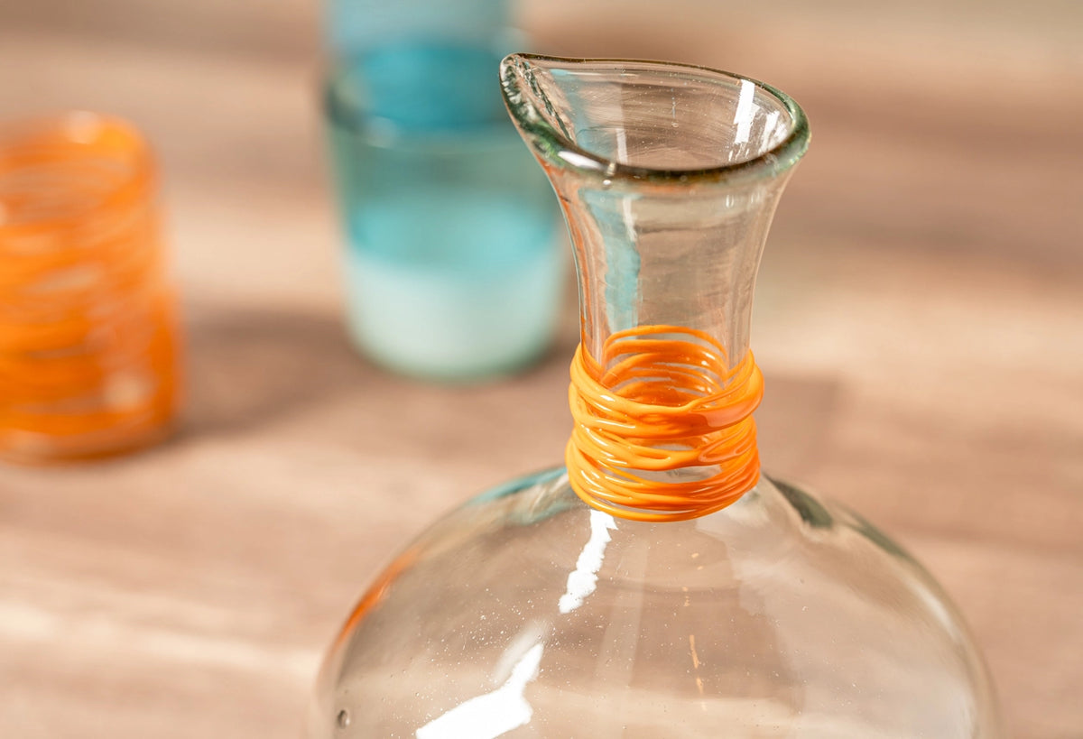 Carafe Handblown Glass Org Swirl