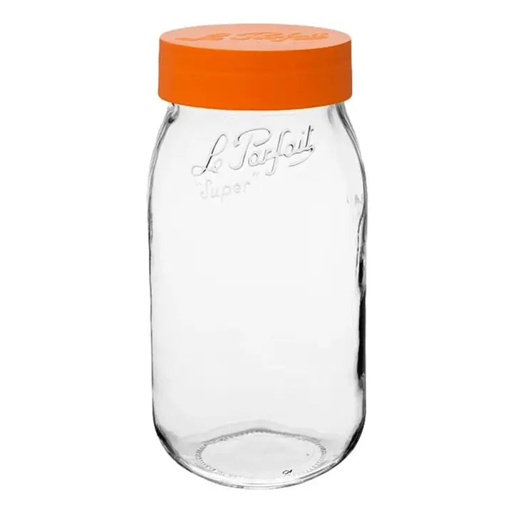 2 Liter Glass Jar Orange Screw Top Storage