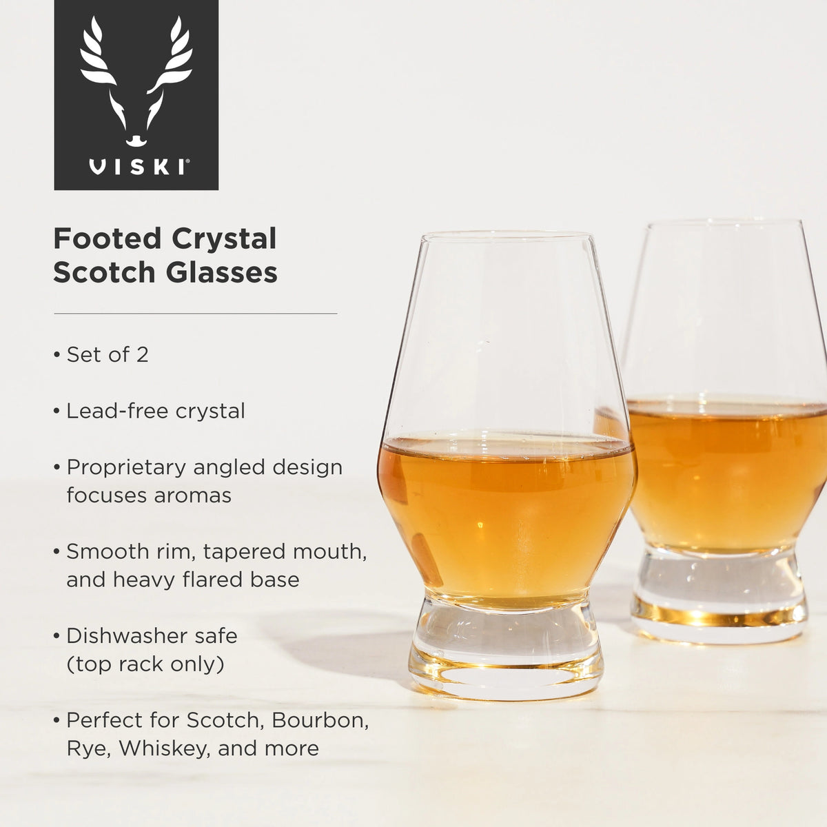 S/2 Raye Footed Crystal Scotch Glasses